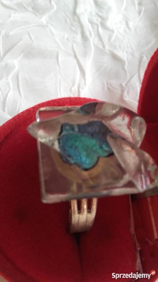 POSREBRZANY PIERŚCIONEK Z KAMIENIEM AQUA AURA Piła