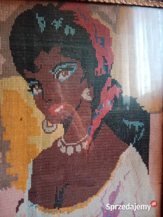 Duże obrazy haft krzyżykowy 89 x 69 Vintage lata Ruda Śląska sprzedam