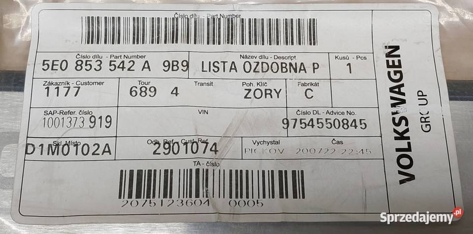 LISTWA PROGOWA PRZEDNIA SKODA FABIA MK3 OCTAVIA Mielęcin