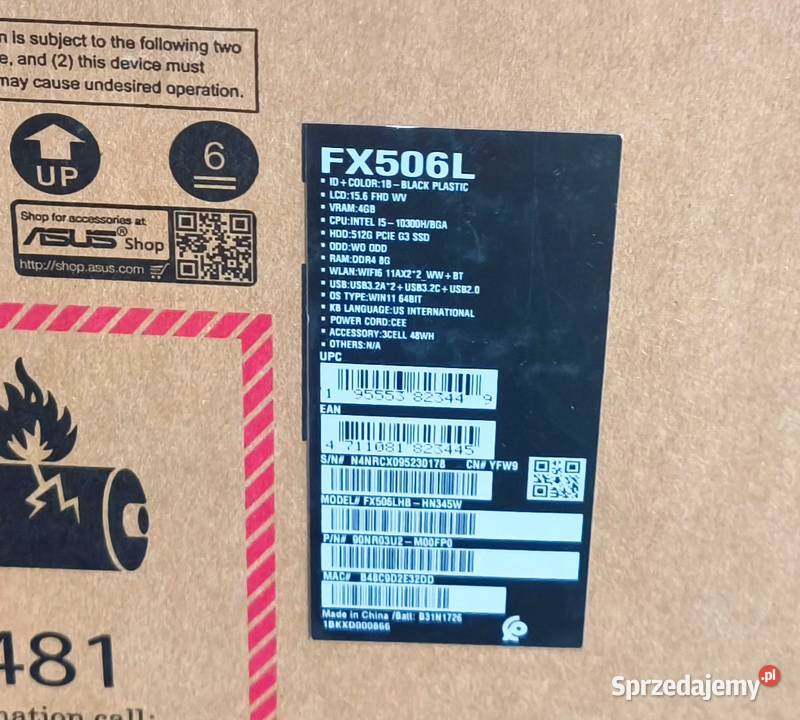 Laptop ASUS TUF Gaming F15 Asus sprzedam