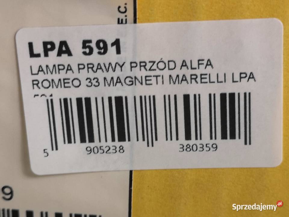 LAMPA PRAWY PRZÓD ALFA ROMEO 33 19831993 MAGNETI lubelskie