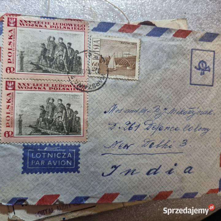 Koperta lotnicza PolskaIndie 1968 znaczki Polanów