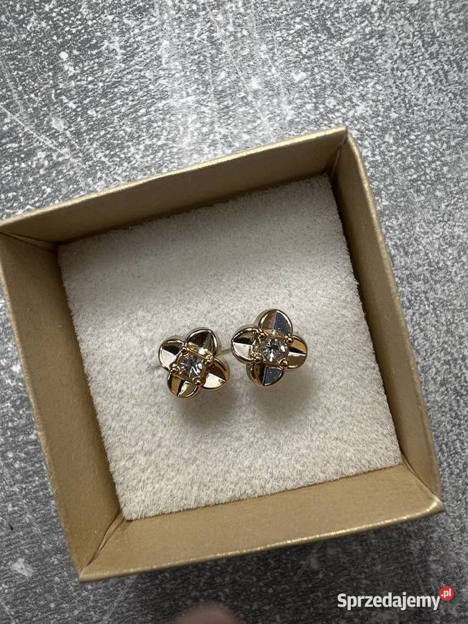 Kolczyki złote z diamentem w srebrnym kolorze Jasło