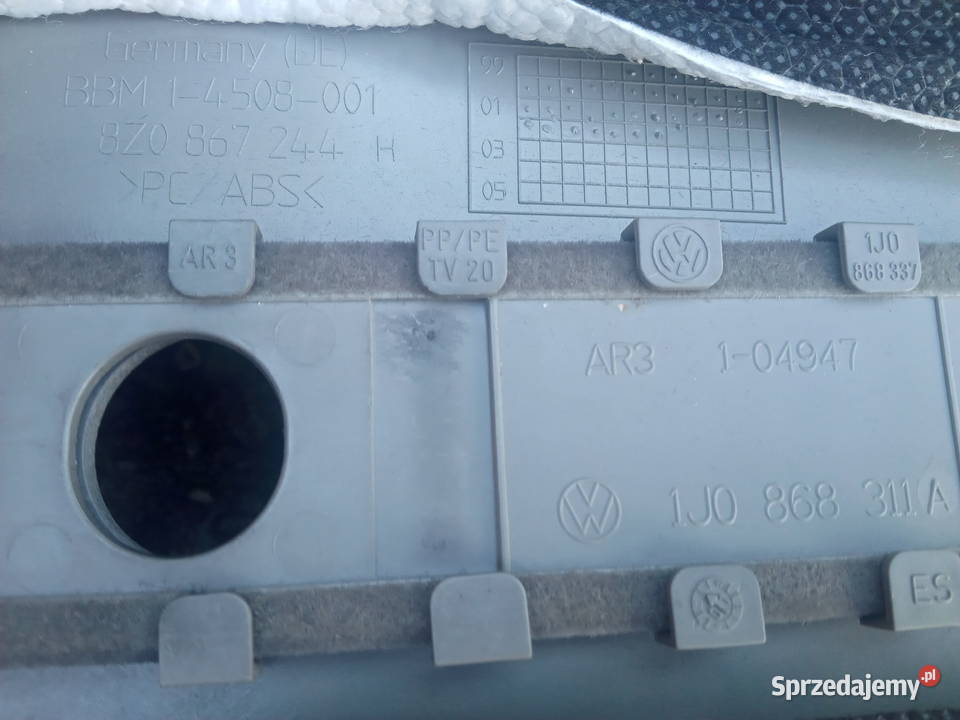 Audi A2 Poszycie słupka B Osłona pasa Prawa Lewa