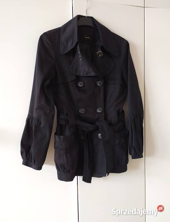 Trencz czarny płaszcz dwurzędowy 38 M Vero Moda Kurtki i płaszcze Koszalin sprzedam