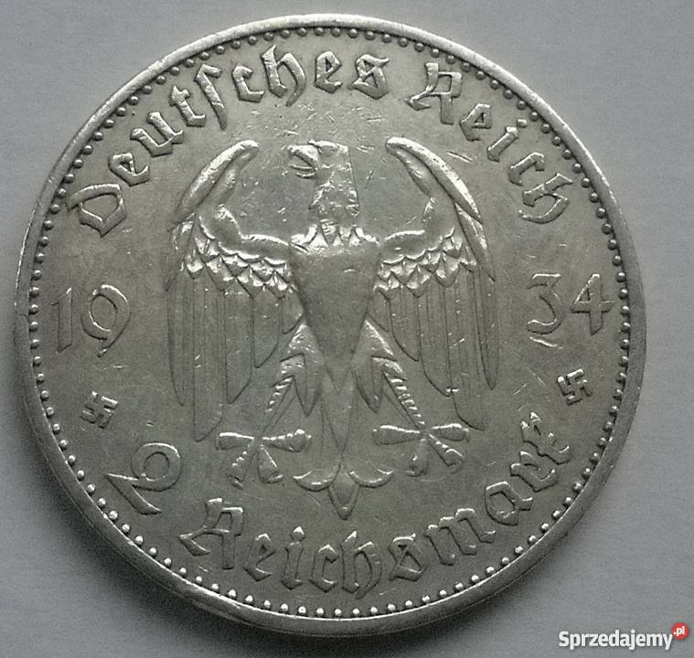 NIEMCY2 REICHMSMARK1934 r SREBRO 625 Antyki, Sztuka, Kolekcje mazowieckie Legionowo sprzedam
