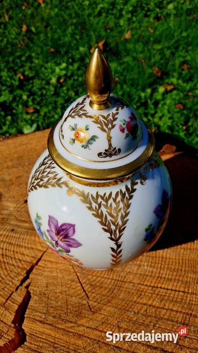 Przedwojenna Porcelanowa Amfora Wazon z Pokrywą