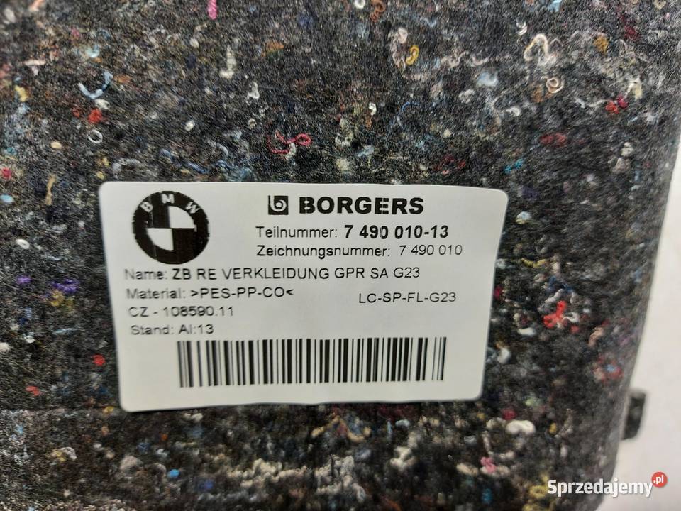 BMW G23 M440i Cabrio Boczek tapicerka bagażnika