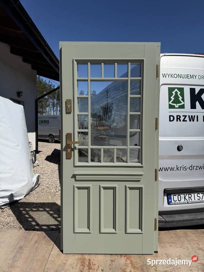 Drzwi zewnętrzne drewniane RĘKI OLIWKOWE dostawa dolnośląskie