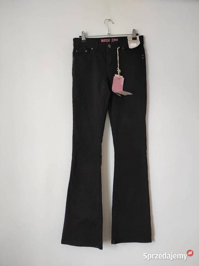 czarne spodnie denim co szerokie nogawki styl sprzedam