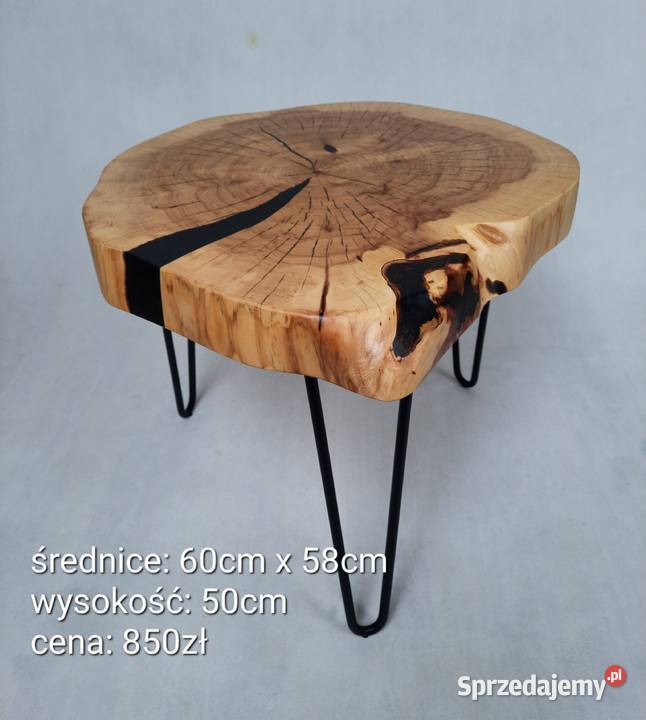 Stolik kawowy plaster drewna wiąz loft