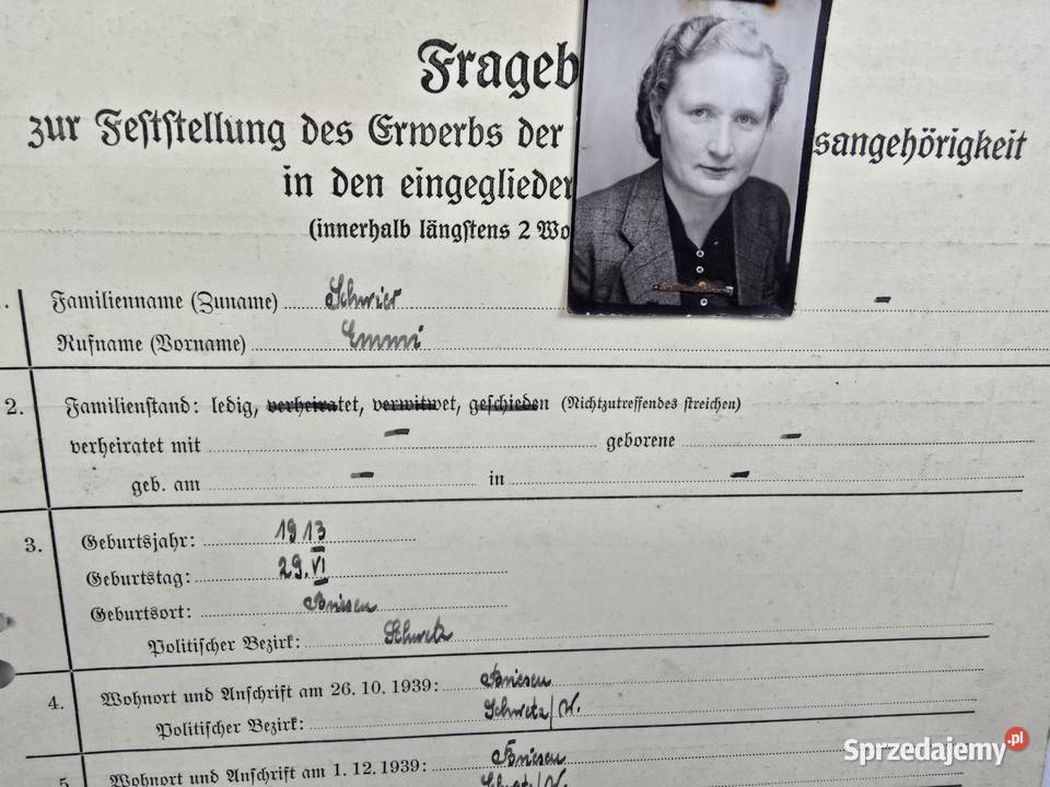 Niemiecki kwestionariusz personalny do mazowieckie Bronisze