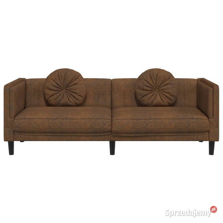 Sofa 3os brązowa sztuczna skóra zamszowa Warszawa