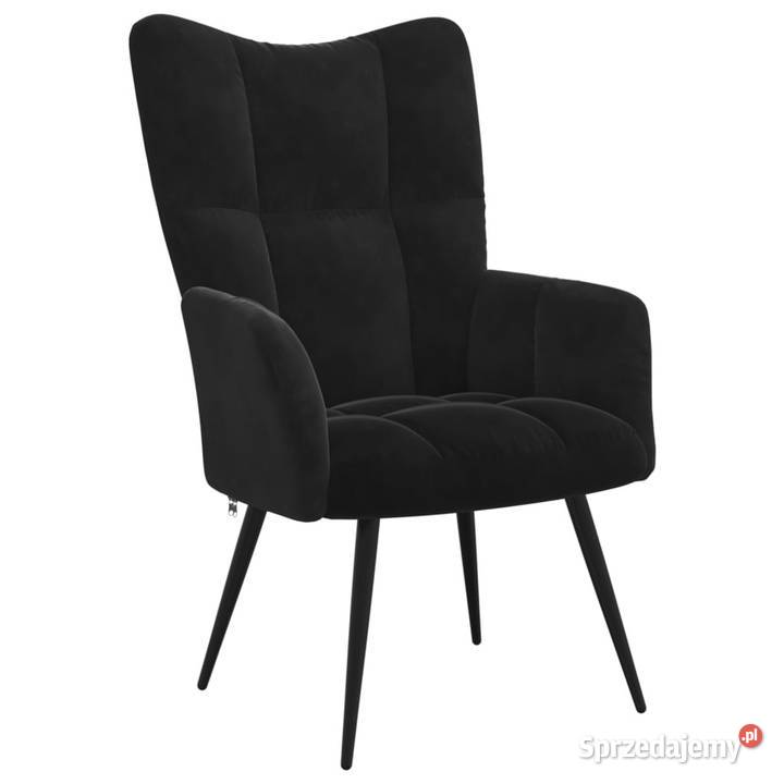 Fotel czarny obity aksamitem WM328079 Warszawa sprzedam