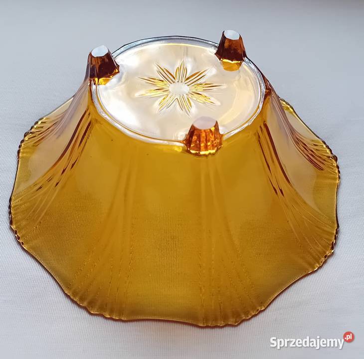 Brockwitz miodowa miska art deco na 3 nóżkach Koźminek