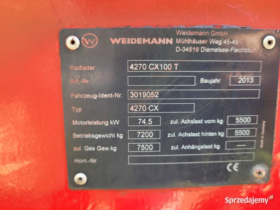 Ładowarka teleskopowa WEIDEMANN Zelów sprzedam