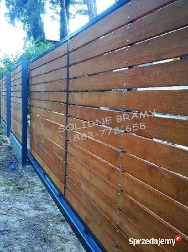 Brama przesuwna samonośna z wypełnieniem z olchy przesuwna Otwock