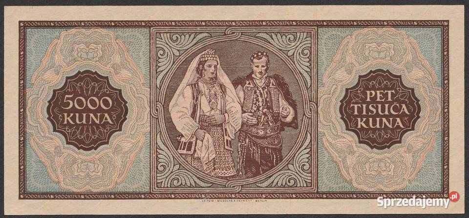 Chorwacja 5000 kuna kun 1943 stan bankowy UNC Łódź