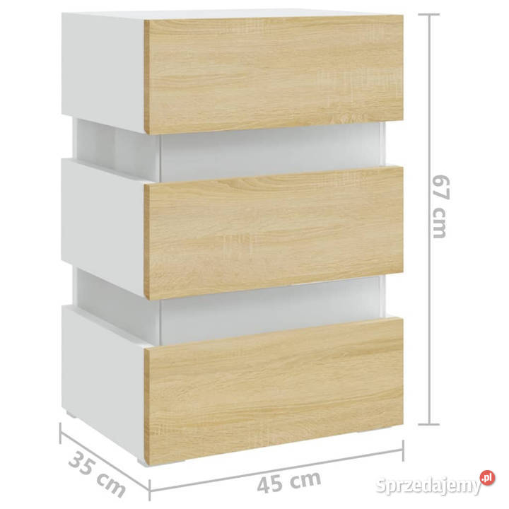 Szafka nocna z LED biel i dąb sonoma 45x35x67 Warszawa