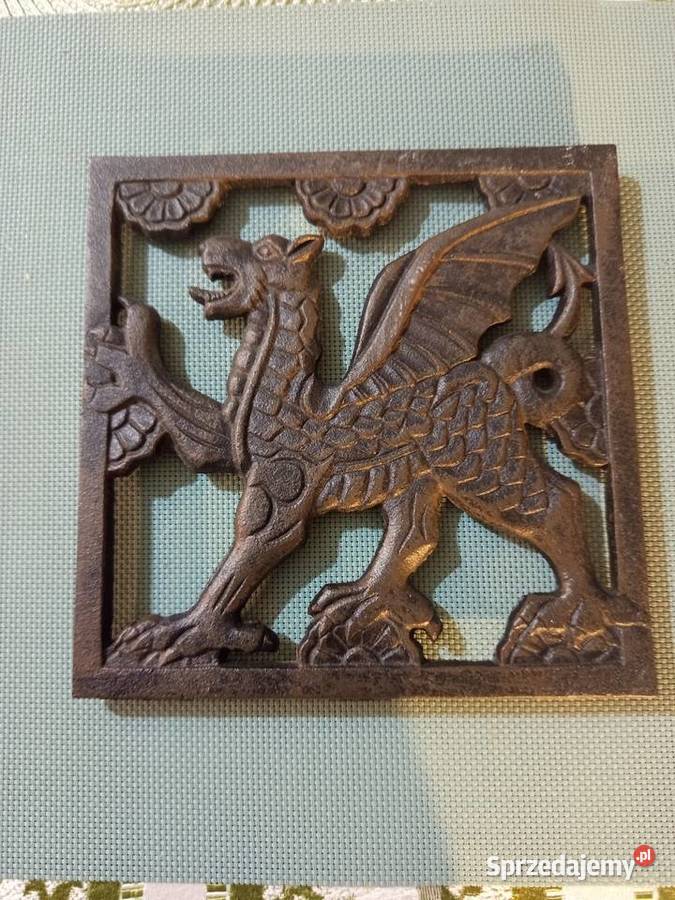 Zabytkowa ŻELIWNA podstawka pod garnki żelazko brązowy