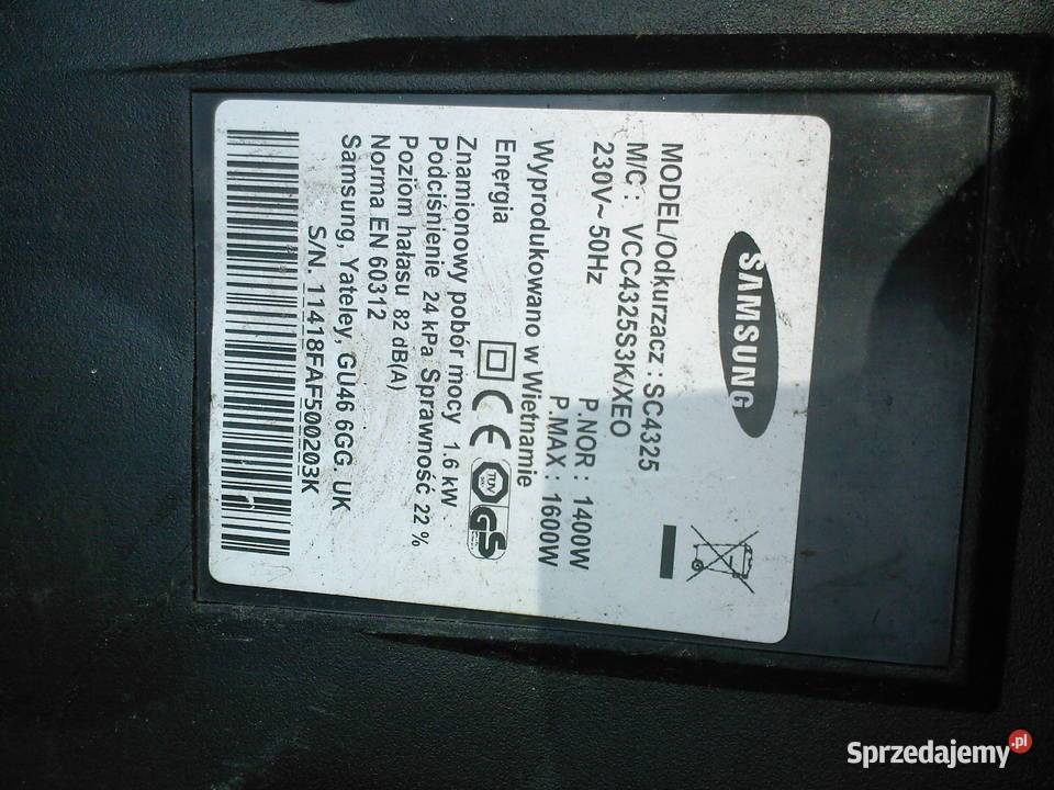 Odkurzacz odkurzacz bez workowy Samsung 1600W AGD drobne Knurów