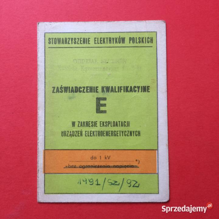 1904 Zaświadczenie Kwalifikacyjne SEP Antykwariat Szczecin