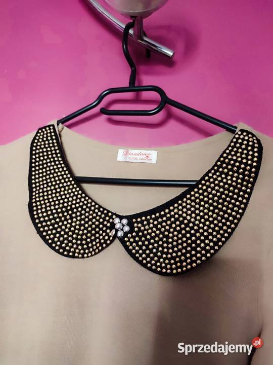 Elegancka Beżowa Bluzka Koszulka Bawełniana Suwałki