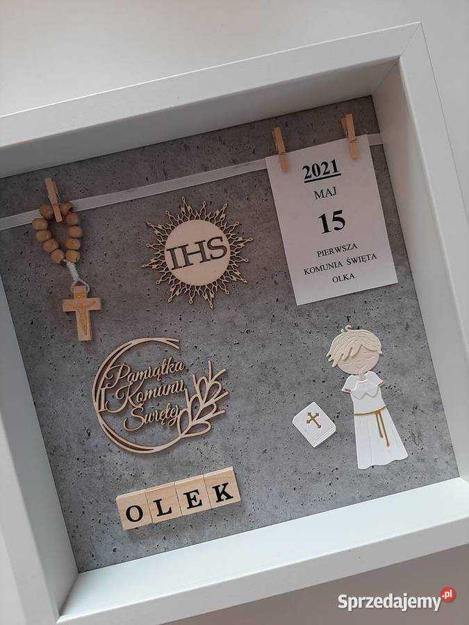 Pamiątka I Komunii Świętej w ramce 27x27 Wilkowice