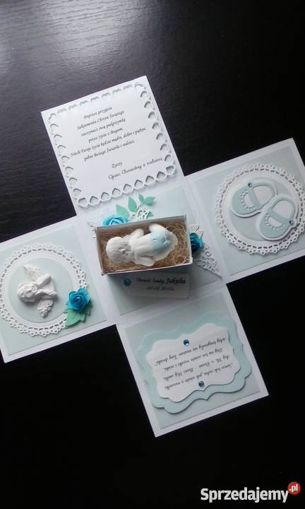 Kartka exploding box na Chrzest Święty ręcznie