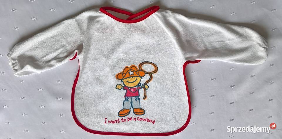 Śliniak z rękawkami podszyty ceratką 1 cowboy Gdańsk