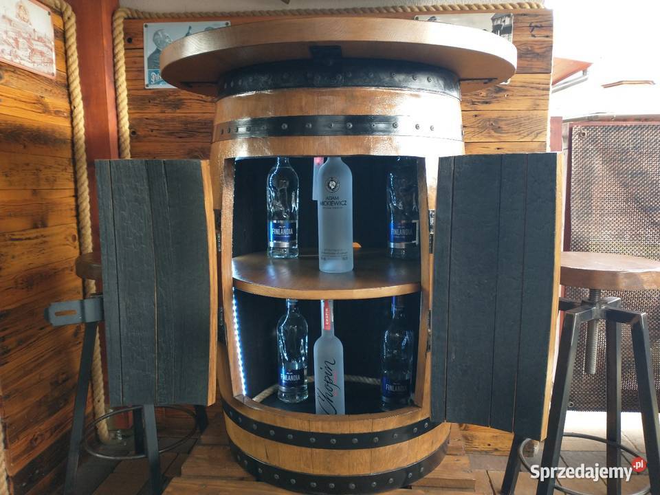 Podświetlany barek z beczki dębowej whisky śląskie