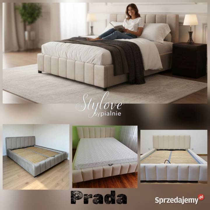 Łóżko tapicerowane Prada z pojemnikiem i