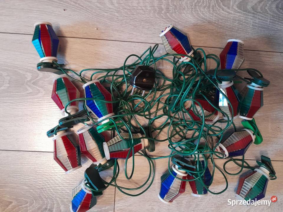 Ozdoby choinkowe bąbki oświetlenie lampki z prl łódzkie Konstantki