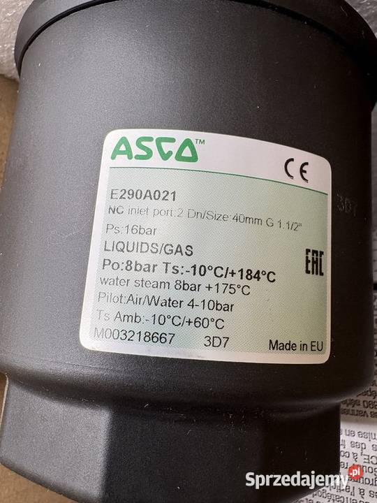 Asco E290A021 PN16 Zawór pneumatyczny