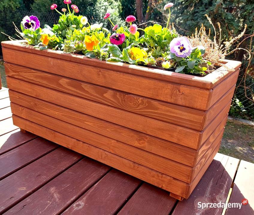 donica drewniana ogrodowa 90x43x40 Ogród mazowieckie Warszawa