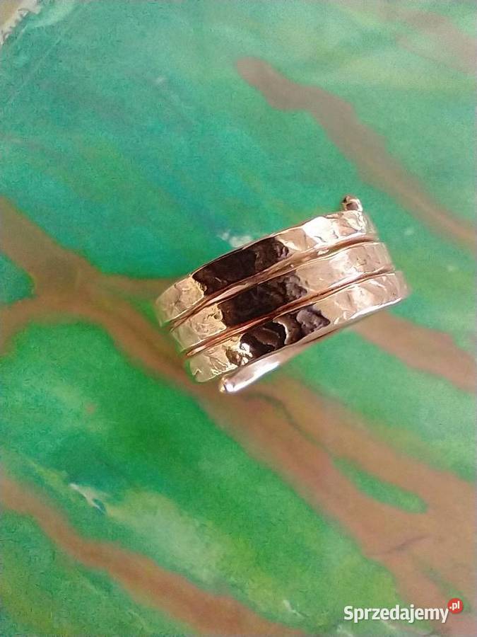 Pierścionek obrączka spirala czysta miedź