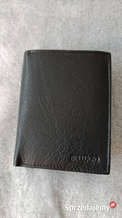 Nowy elegancki męski czarny skórzany portfel Moda i Styl Katowice