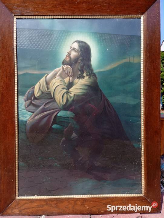 Stary Duży Obraz Religijny Jezus w Ogrójcu Michałów