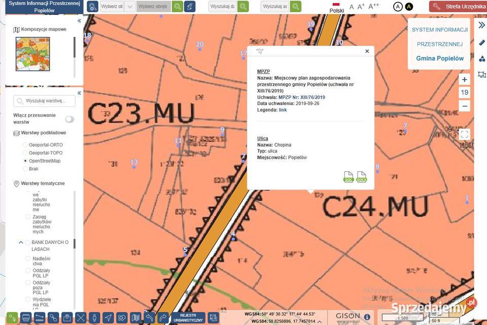 Działka 1830 m2 Popielów woj Opolskie