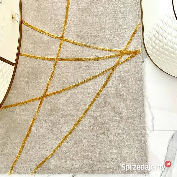 Dywan STRIPES GOLD WełnaWiskoza BeżowoZłoty mazowieckie Warszawa