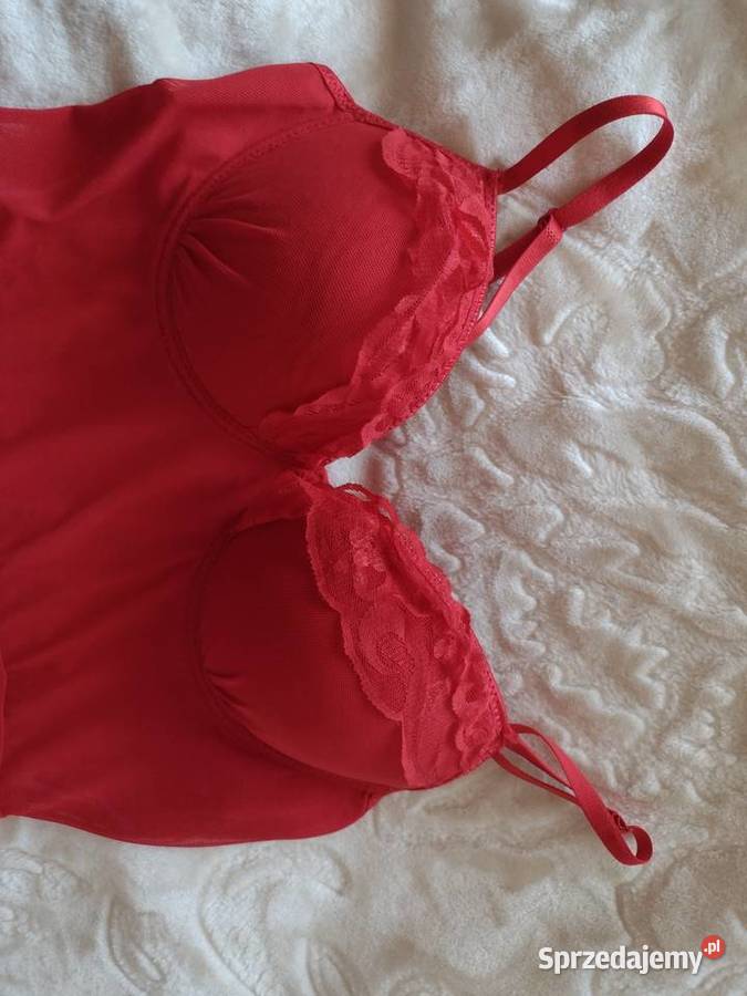 36 C Czerwona koszulka nocna halka koszula nocna czerwony