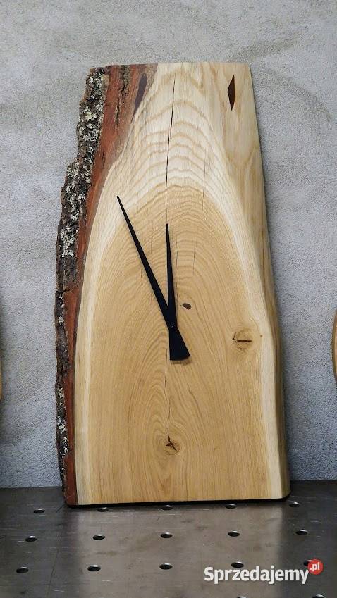 Zegar na ścianę wiszący duży loft naturalny dąb Bartoszyce