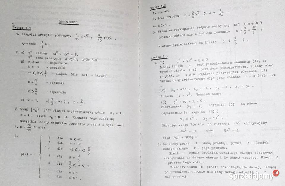 Matematyka Zestawy tematów egzam na wyższe Chełm