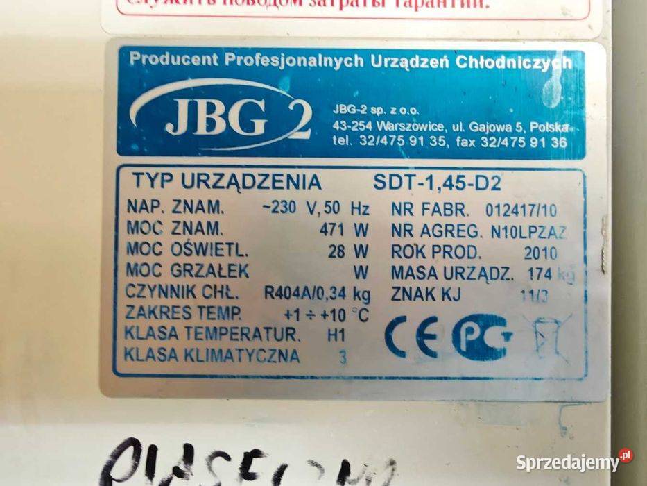 Gastronomiczna szafa chłodnicza JBG2 1400L śląskie Góra sprzedam