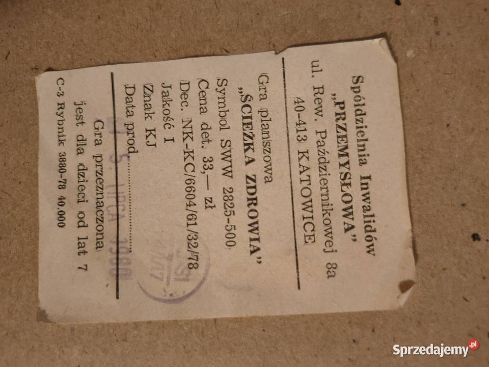 Stara gra planszowa z epoki PRL Ścieżka zdrowia Samodzielna gra