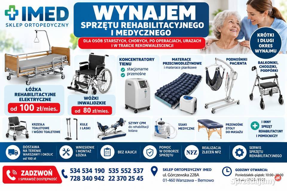 WYNAJEM SPRZĘTU REHABILITACYJNEGO WARSZAWA IMED mazowieckie