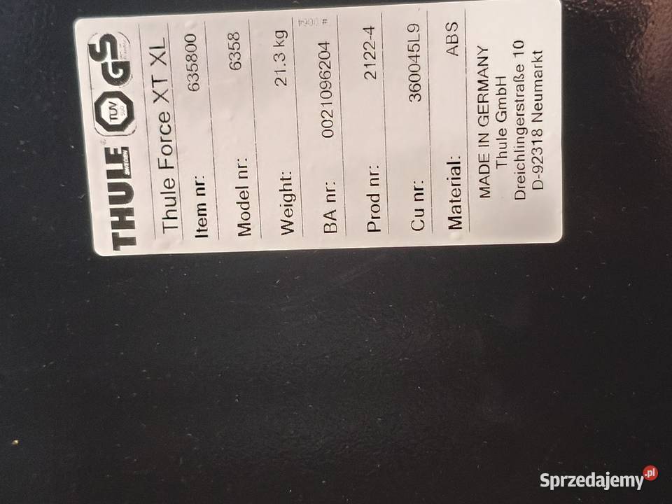 BOX dachowy THULE FORCE XT XL 500l Rososza sprzedam