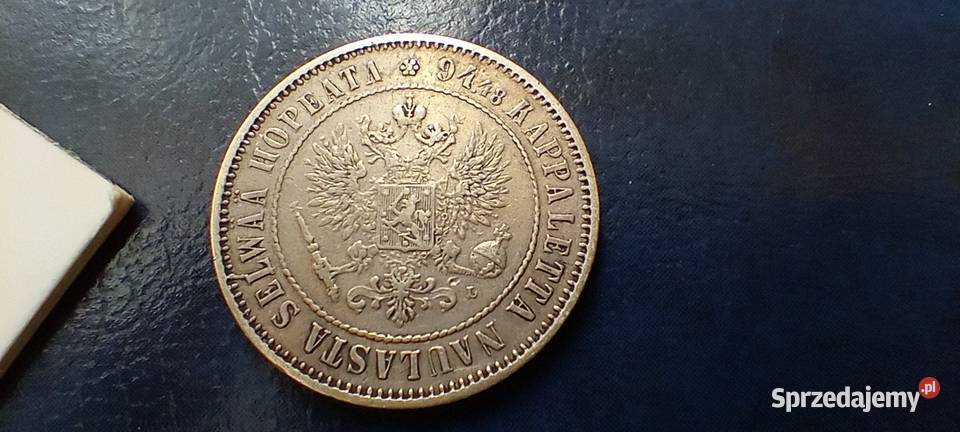 Stare monety 1 marka 1890 Finlandia srebro Lesko