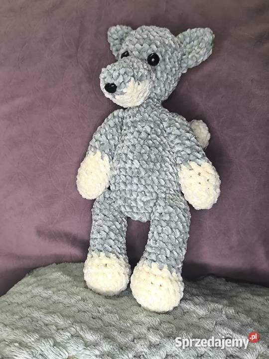 Wyjątkowy wilk maskotka handmade szydełko mazowieckie sprzedam