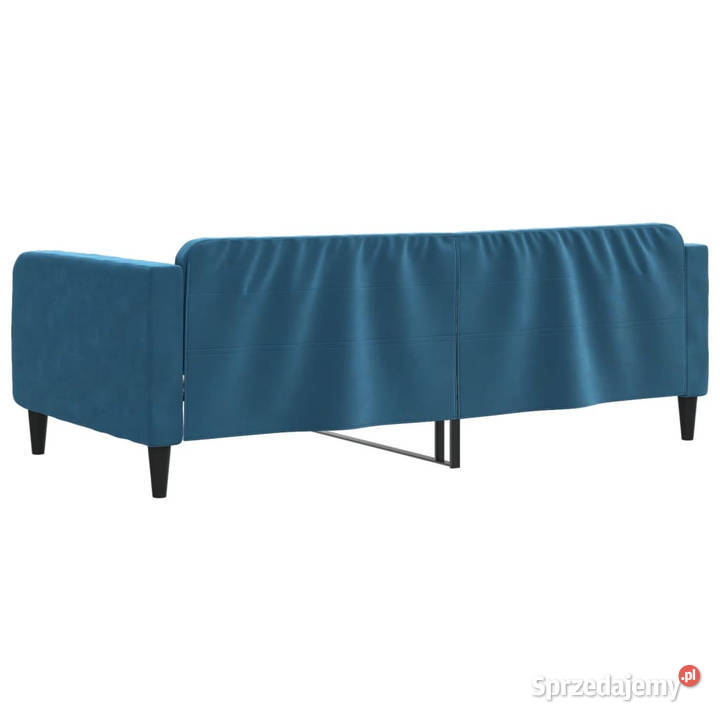 Sofa z funkcją spania niebieska obita aksamitem Warszawa